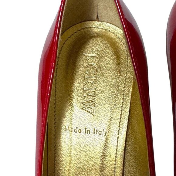 J. Crew Red Patent Leather Pumps 96716 Wooden Heel Italian Made Women's Size 7 - Picture 14 of 16